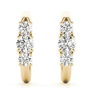 18K Yellow Gold 1 ct tw Three Stone Diamond Earring