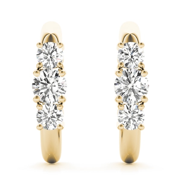 18K Yellow Gold 1 ct tw Three Stone Diamond Earring