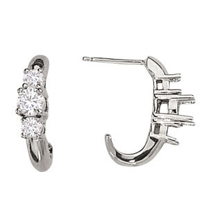 14K White Gold 1 ct tw Three Stone Diamond Earring