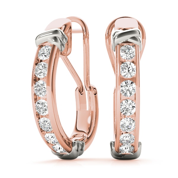 14K Rose Gold 1/2 ct tw J-Hoops Diamond Earring