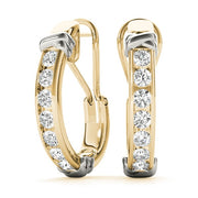 18K Yellow Gold 1/2 ct tw J-Hoops Diamond Earring