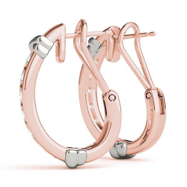 18K Rose Gold 1/2 ct tw J-Hoops Diamond Earring