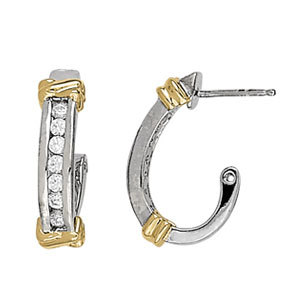 14K White Gold 1/2 ct tw J-Hoops Diamond Earring