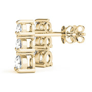 14K Yellow Gold 1/2 ct tw Three Stone Diamond Earring