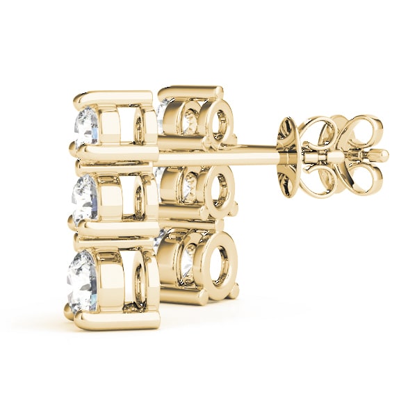 14K Yellow Gold 1/2 ct tw Three Stone Diamond Earring