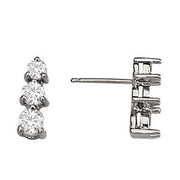 18K White Gold 1/2 ct tw Three Stone Diamond Earring