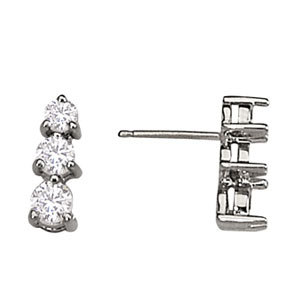 18K White Gold 1/2 ct tw Three Stone Diamond Earring