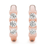 18K Rose Gold 1/2 ct tw Three Stone Diamond Earring