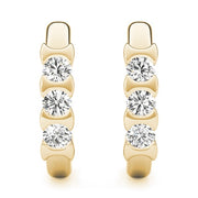 14K Yellow Gold 1/2 ct tw Three Stone Diamond Earring