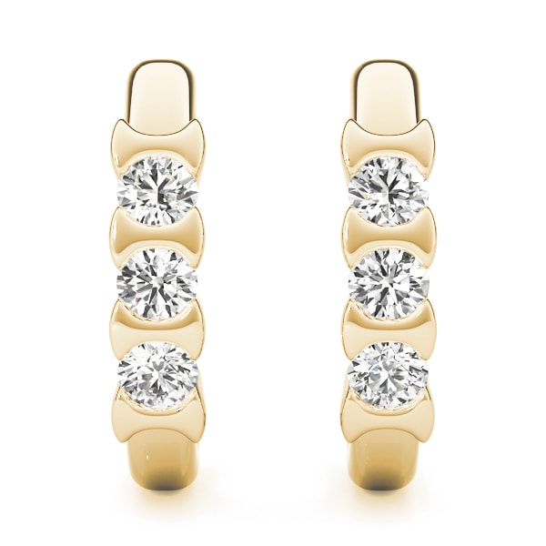 14K Yellow Gold 1/2 ct tw Three Stone Diamond Earring