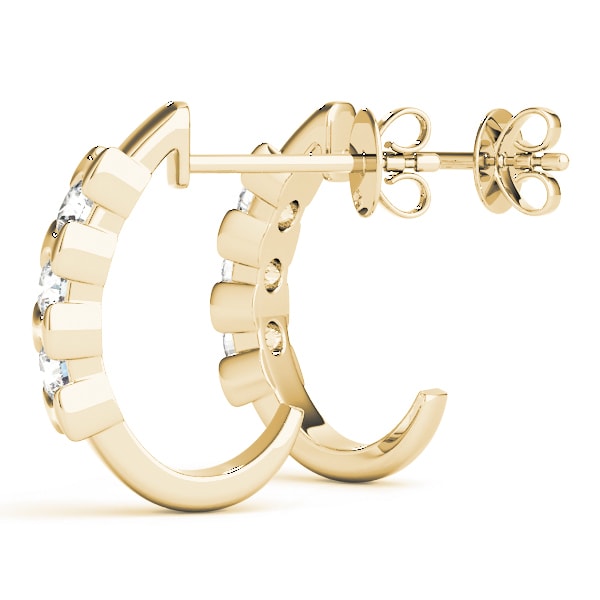 18K Yellow Gold 1/2 ct tw Three Stone Diamond Earring