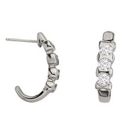18K White Gold 1/2 ct tw Three Stone Diamond Earring