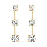 14K Yellow Gold 1 ct tw Three Stone Diamond Earring