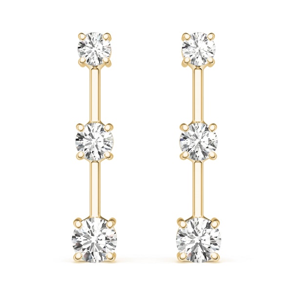 18K Yellow Gold 1 ct tw Three Stone Diamond Earring