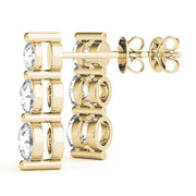 14K Yellow Gold 1 ct tw Three Stone Diamond Earring
