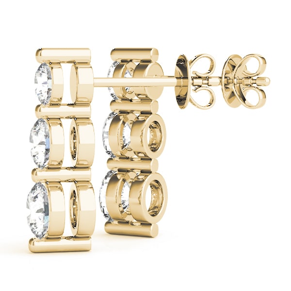 14K Yellow Gold 1 ct tw Three Stone Diamond Earring