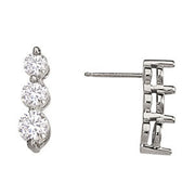Platinum 1 ct tw Three Stone Diamond Earring