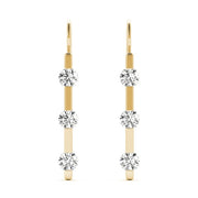 18K Yellow Gold 1/2 ct tw Three Stone Diamond Earring