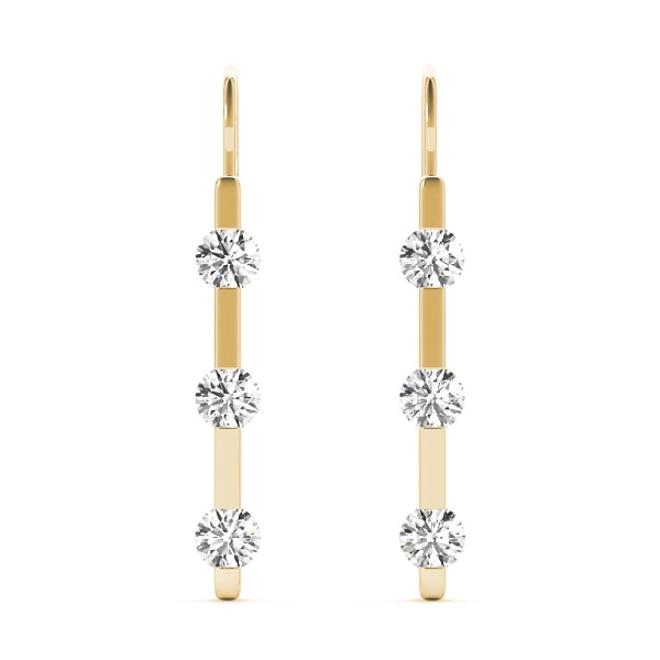 14K Yellow Gold 1/2 ct tw Three Stone Diamond Earring