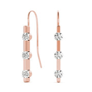 14K Rose Gold 1/2 ct tw Three Stone Diamond Earring