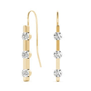 14K Yellow Gold 1/2 ct tw Three Stone Diamond Earring