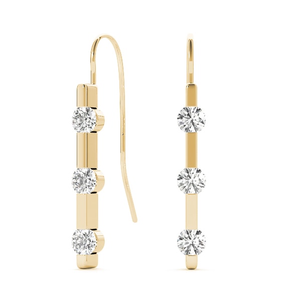 14K Yellow Gold 1/2 ct tw Three Stone Diamond Earring