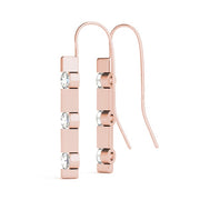 14K Rose Gold 1/2 ct tw Three Stone Diamond Earring