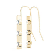 14K Yellow Gold 1/2 ct tw Three Stone Diamond Earring