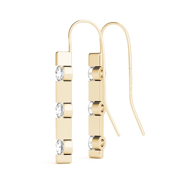 14K Yellow Gold 1/2 ct tw Three Stone Diamond Earring