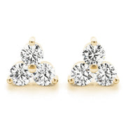 18K Yellow Gold 1/2 ct tw Three Stone Diamond Earring
