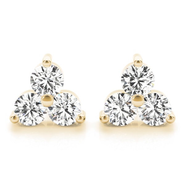 18K Yellow Gold 1/2 ct tw Three Stone Diamond Earring