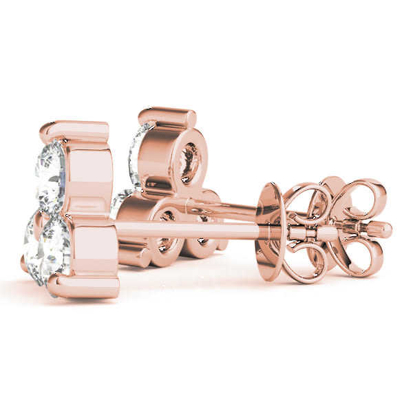 18K Rose Gold 1/2 ct tw Three Stone Diamond Earring
