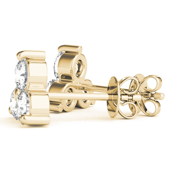 18K Yellow Gold 1/2 ct tw Three Stone Diamond Earring