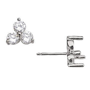 Platinum 1/2 ct tw Three Stone Diamond Earring