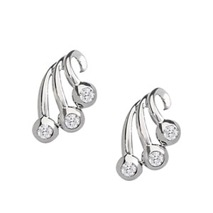 Platinum 1/3 ct tw Three Stone Diamond Earring