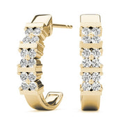 18K Yellow Gold 1/4 ct tw J-Hoops Diamond Earring