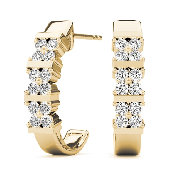 18K Yellow Gold 1/4 ct tw J-Hoops Diamond Earring