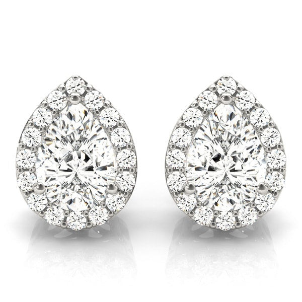 18K White Gold 1/2 ct tw Halo Diamond Earring