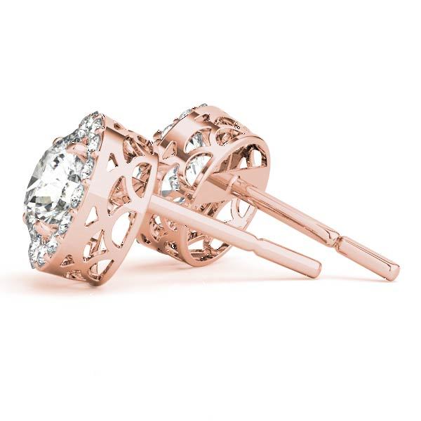 14K Rose Gold 1/3 ct tw Halo Diamond Earring