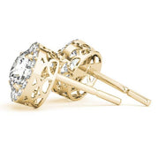 18K Yellow Gold 1/3 ct tw Halo Diamond Earring