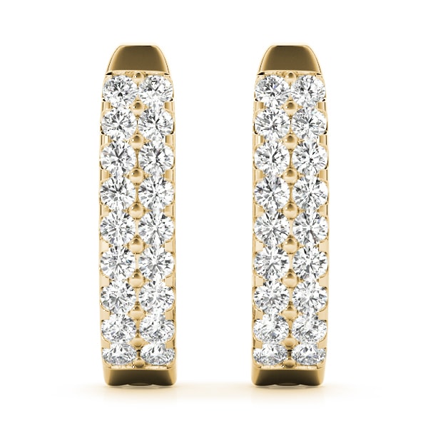 14K Yellow Gold 1 ct tw J-Hoops Diamond Earring