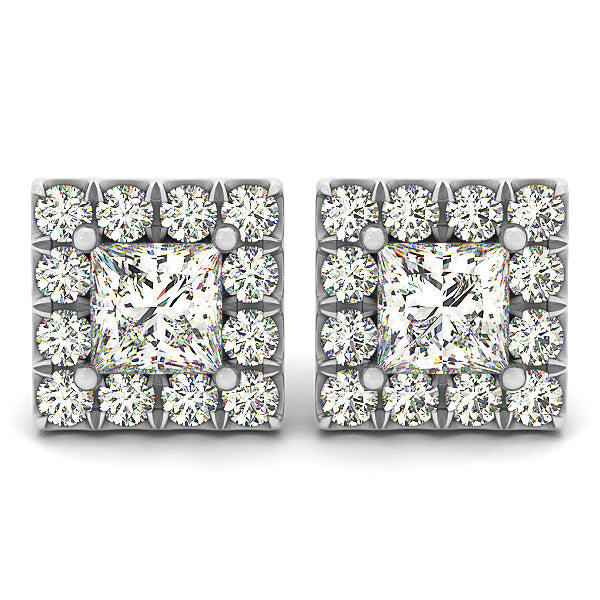 Platinum 1 ct tw Halo Diamond Earring