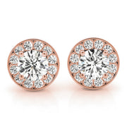 14K Rose Gold 3/4 ct tw Halo Diamond Earring