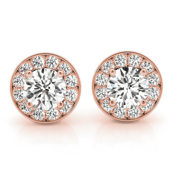 14K Rose Gold 3/4 ct tw Halo Diamond Earring