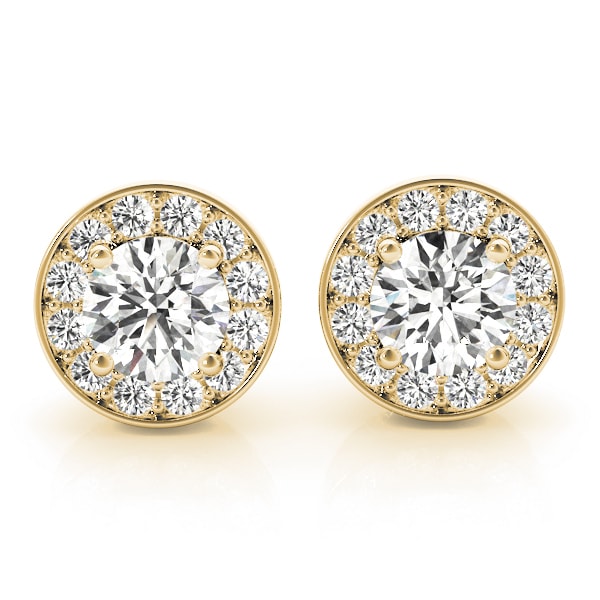 18K Yellow Gold 3/4 ct tw Halo Diamond Earring