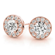 14K Rose Gold 3/4 ct tw Halo Diamond Earring