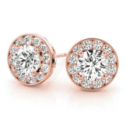 18K Rose Gold 3/4 ct tw Halo Diamond Earring