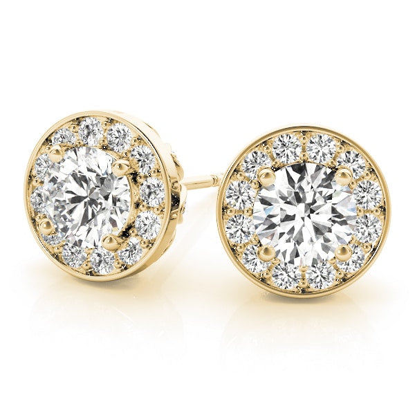 18K Yellow Gold 3/4 ct tw Halo Diamond Earring
