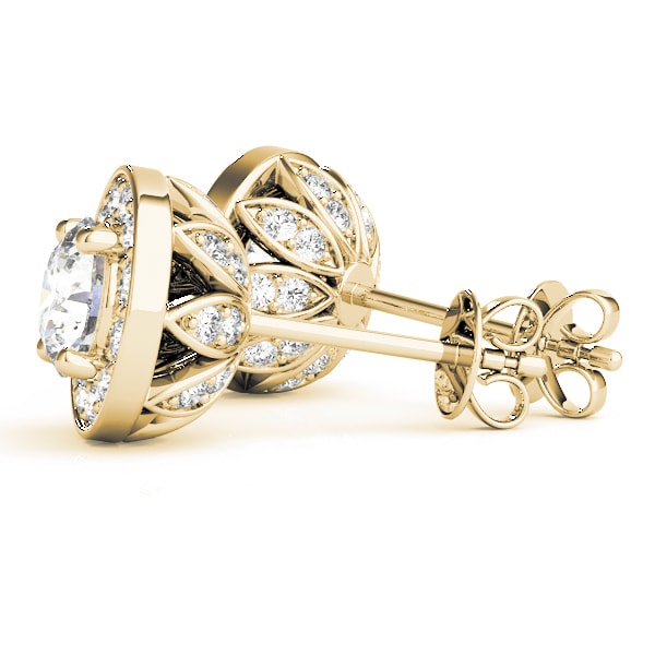 14K Yellow Gold 3/4 ct tw Halo Diamond Earring