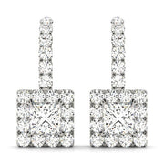 18K White Gold 7/8 ct tw Halo Diamond Earring
